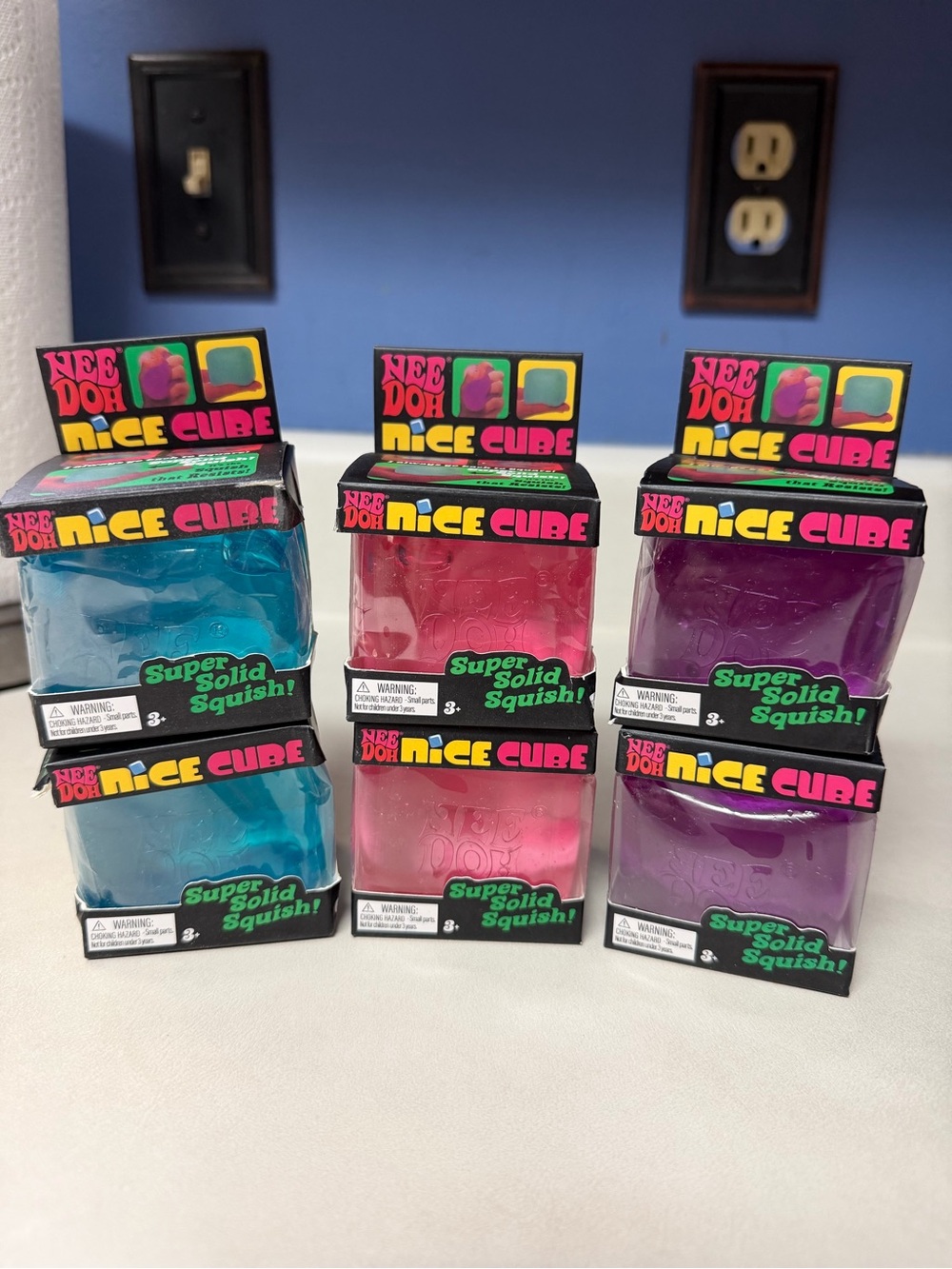 Nice Cube Super Solid Squish Toy - Blue, Pink, or Purple… price is per each